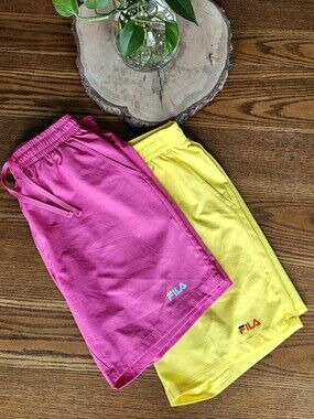 FILA Athletic Shorts Bundle – Pink & Yellow – Size M – Great Condition